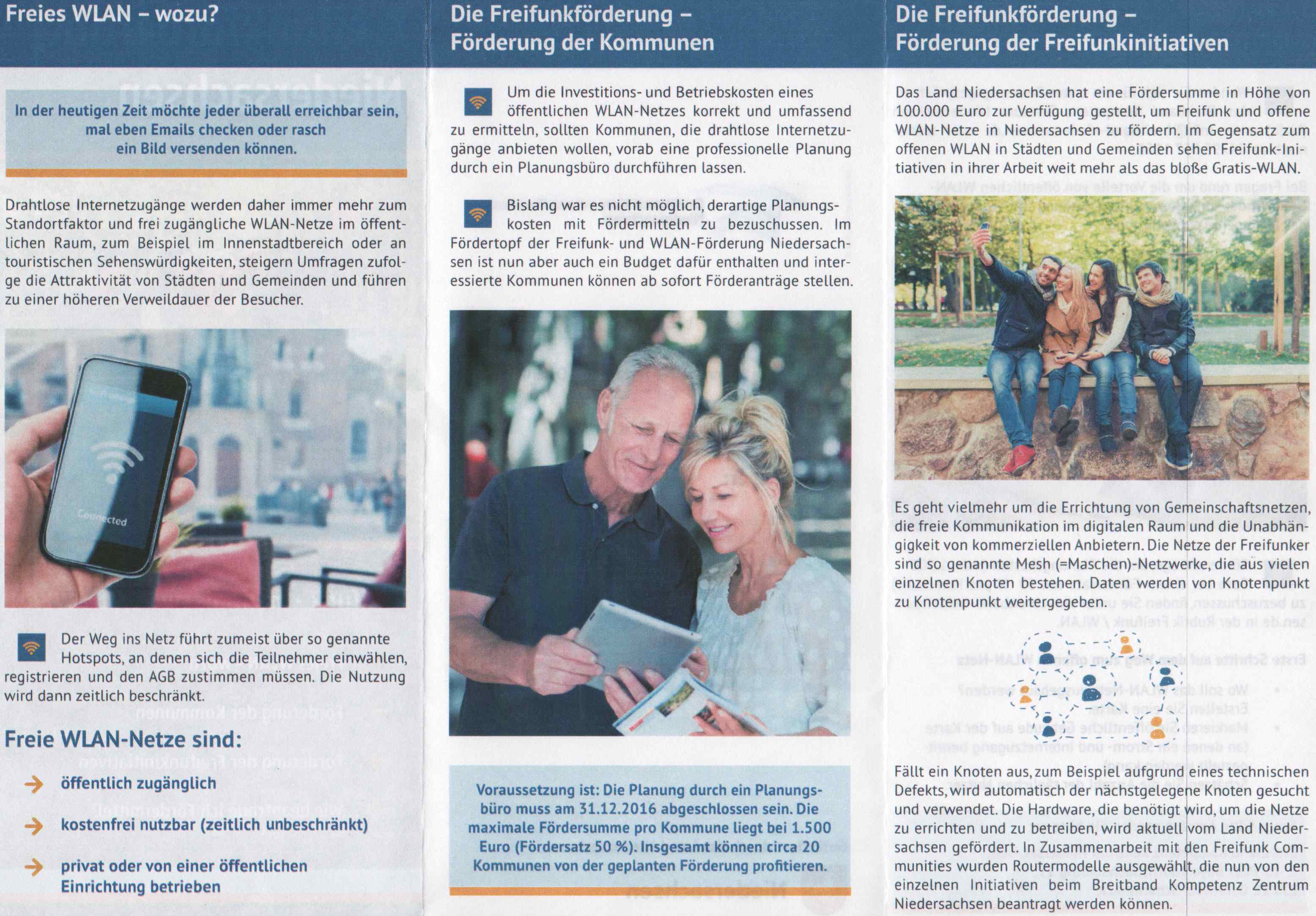 Hier sollte eigentlich die Seite 2 des Flyers 'FreifunkFörderung Niedersachsen' zu sehen sein !!, versuchen Sie es doch mal mit einem anderen Browser/Gerät und an einem andern InternetZugang und informieren Sie mich bitte per Mail an w@rokita.de