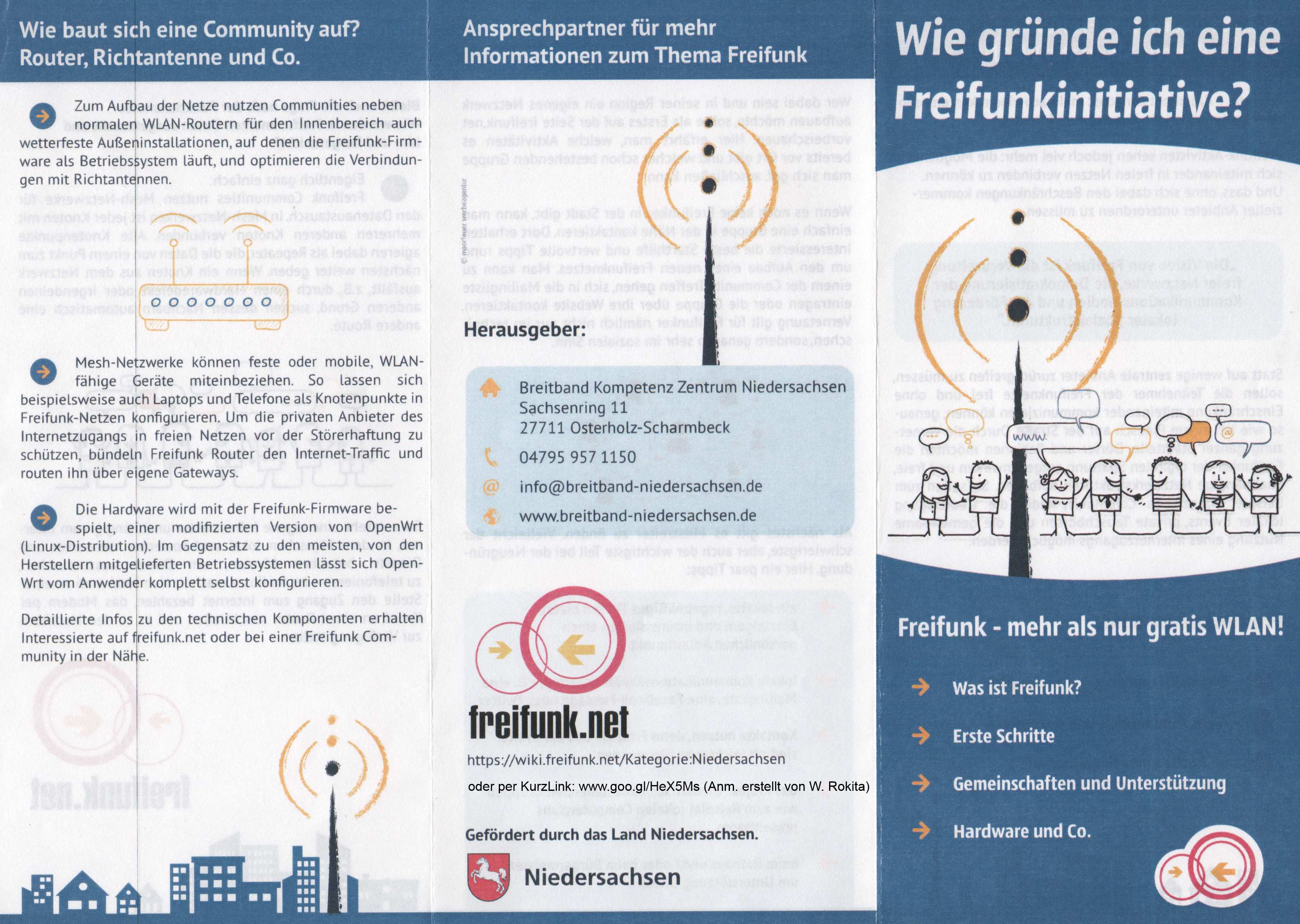 Hier sollte eigentlich die Seite 1 des Flyers 'wie gründe ich eine Freifunk-Initiative?' zu sehen sein !!, versuchen Sie es doch mal mit einem anderen Browser/Gerät und an einem andern InternetZugang und informieren Sie mich bitte per Mail an w@rokita.de